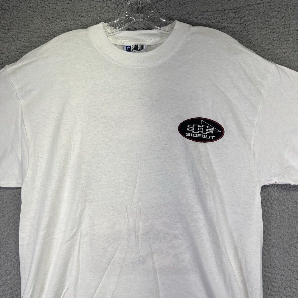 Vintage Sideout Sport Shirt Mens Large White Retro Graphic Crewneck 90s USA